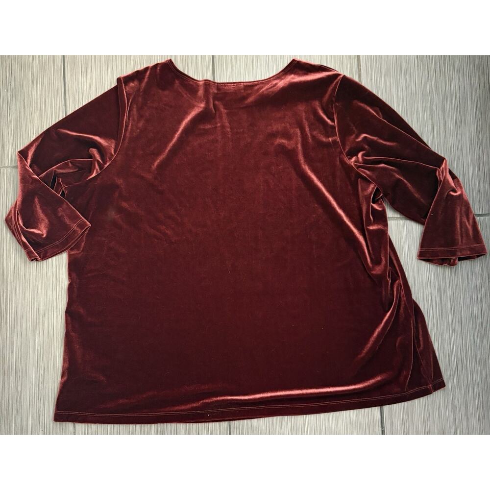 Susan Graver Red/ Burgundy Velvet Top Size 3X Holiday Valentine - Picture 3 of 4